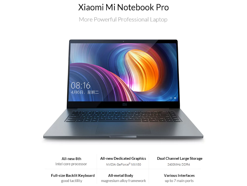 [קוד קופון] Xiaomi Mi Notebook Pro - עם יציאת USB מסוג C