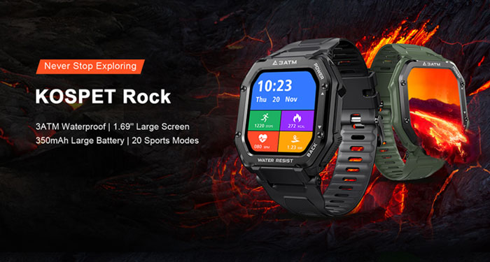 שעון חכם ספורט ספורטיבי של Kospet Rock, סקירת תכונות