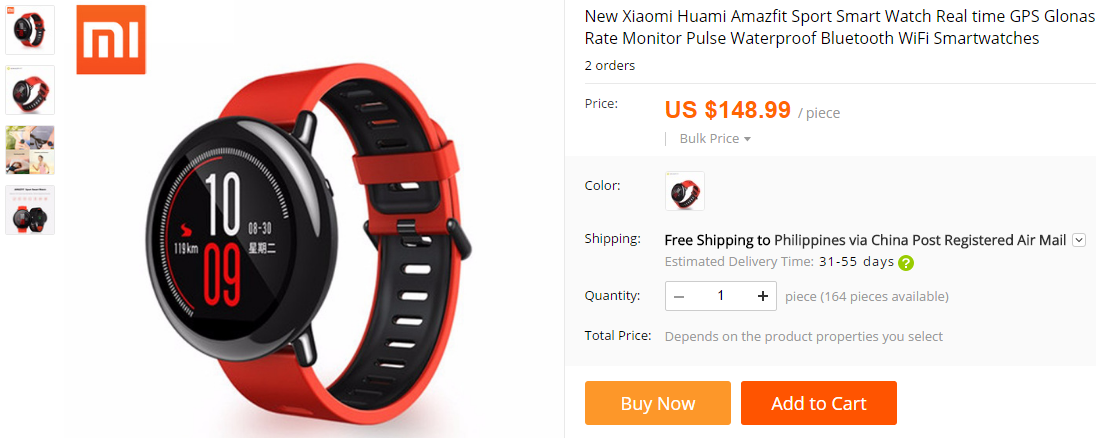 אתרים מקוונים של Xiaomi AMAZFIT Smartwatch לרכישה (הזמנה מראש)
