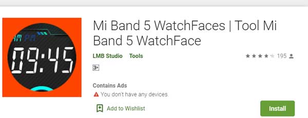 פרצופי השעון של Mi Band 5