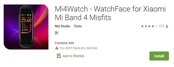 Mi4Watch - WatchFace ל- Xiaomi Mi Band 4 MisFits של Ntn Studio
