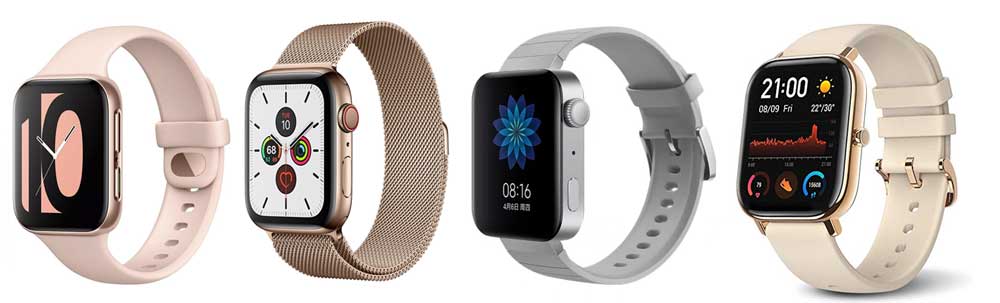 מפרט השוואה מול Oppo Watch, Apple Watch, Mi Watch ו- Amazfit GTS