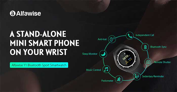 Alfawise Y1 696 שעון חכם Bluetooth ספורט - קוד קופון